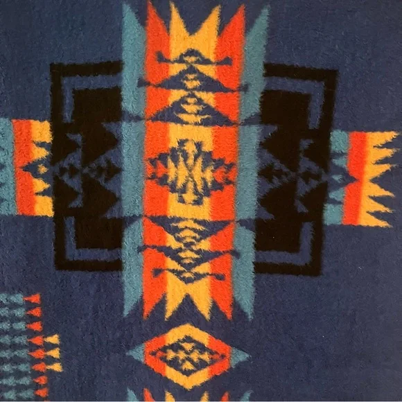 BIEDERLACK Vintage Aztec Southwestern Reversible Blanket 74”X55” Made In USA - Picture 6 of 11